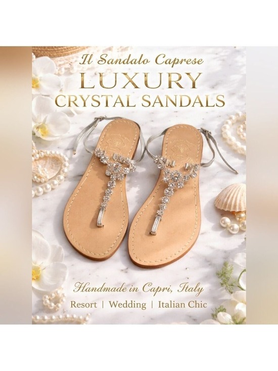 II Sandalo Caprese Shoes - II Sandalo Caprese Crystal Luxury Silver Leather Sandals 36 US 6 Wedding Resort